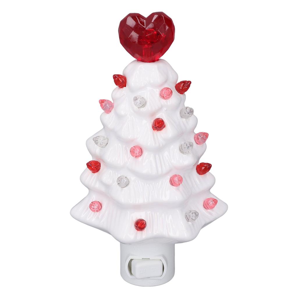 Xmas Tree Night Light Ceramic LED Plug Into Wall Decorative Lamp for Home Kids Room Bedroom Hallway