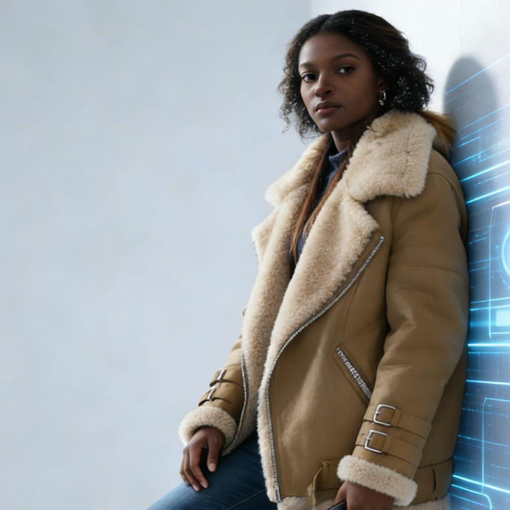 Women's Deerskin Motorcycle Jacket with Lamb Wool and Cotton Fur