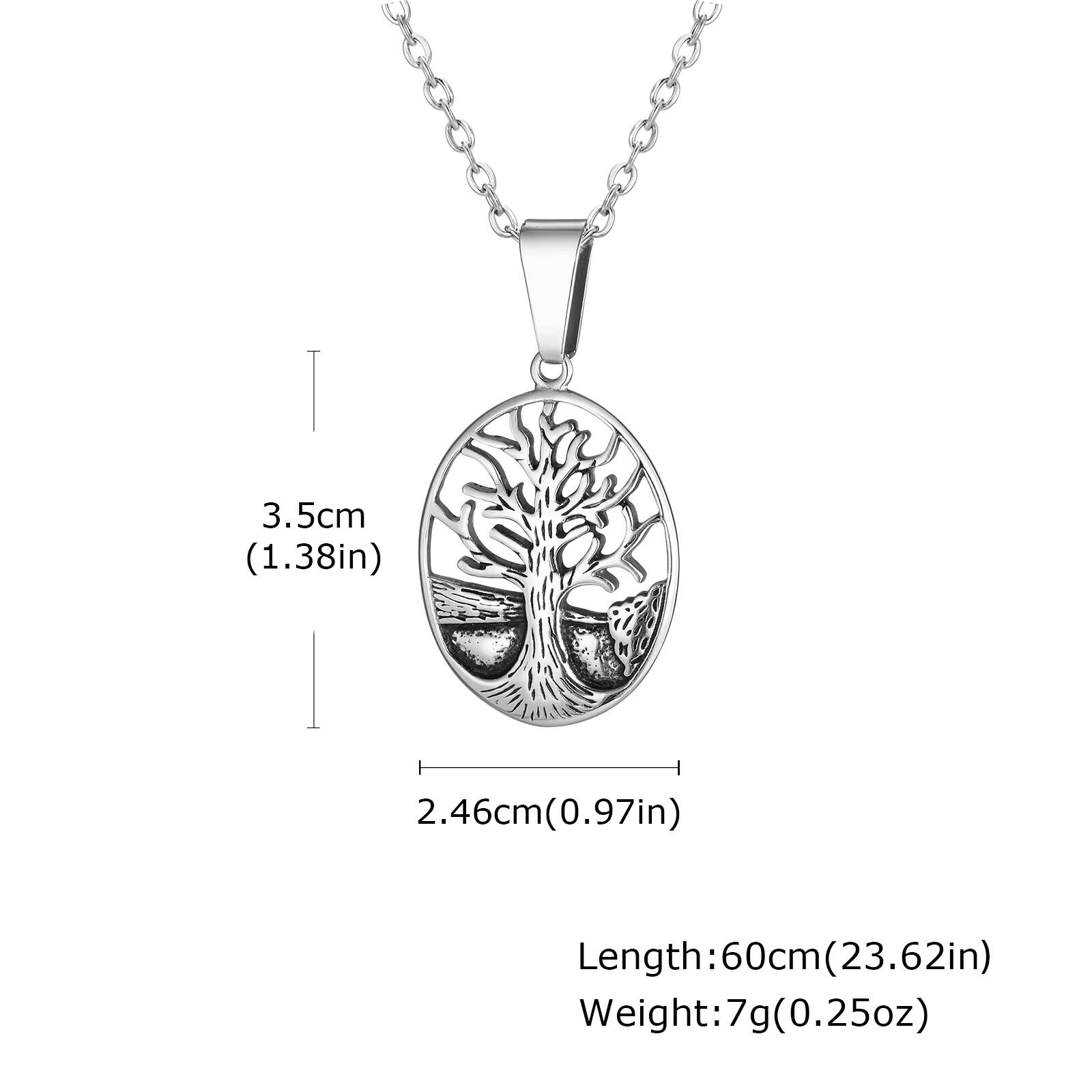 

Vnox Silver Color Tree of Life Pendant Necklace for Men, Stainless Steel O-chain Hollow Geometric Vintage Charm Jewelry Gifts 60cm