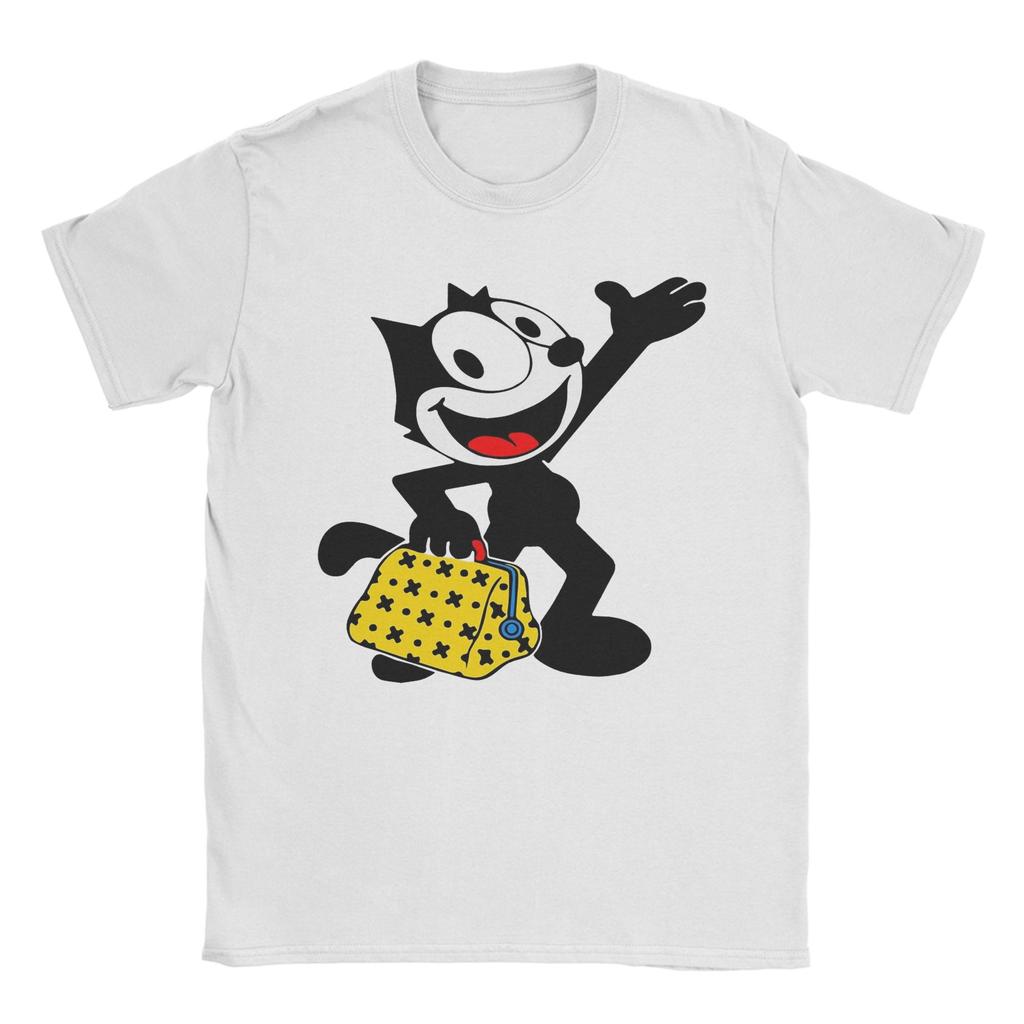 T-shirt à Manches Courtes Imprimé Graphique pour Hommes Femmes F-Felix le Chat Dessin Animé 100% Coton Vêtements T-shirts