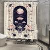 1pc Gothic Celestial Full Moon Shower Curtain with Floral Motif – Elegant Victorian and Modern Fantasy Aesthetic