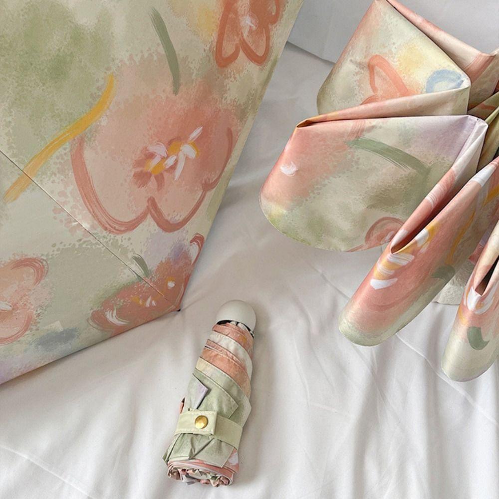 Oil Painting Style Sunshade Umbrella UV Protection Dual Use Umbrella  Travel