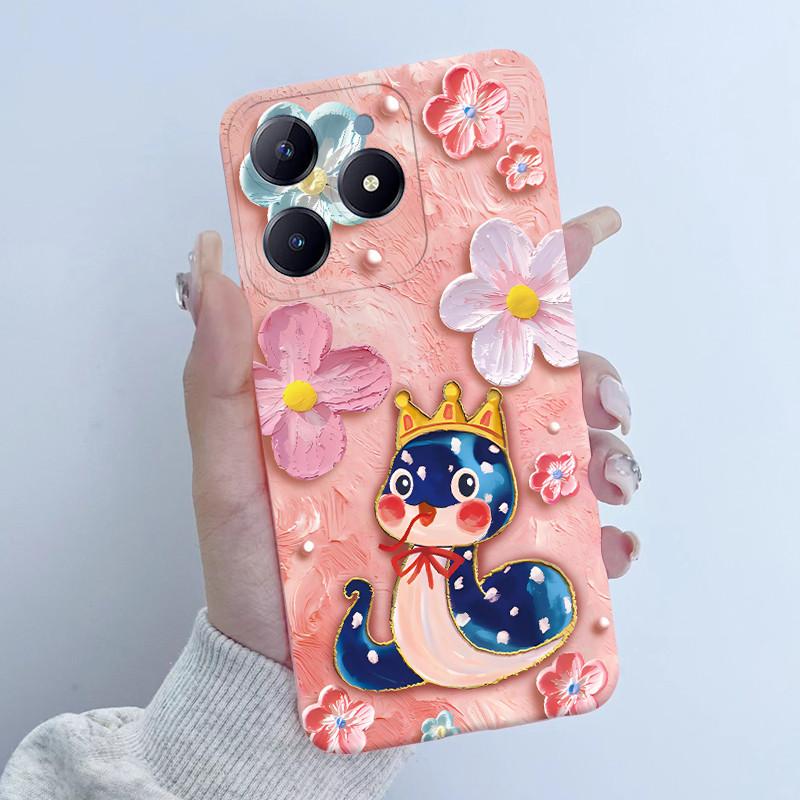 Para Realme C61 C63 Funda de Teléfono Diseño de Niña con Flores Silicona Suave TPU Carcasa Trasera para Realme Narzo N63 C 63 Fundas RealmeC61