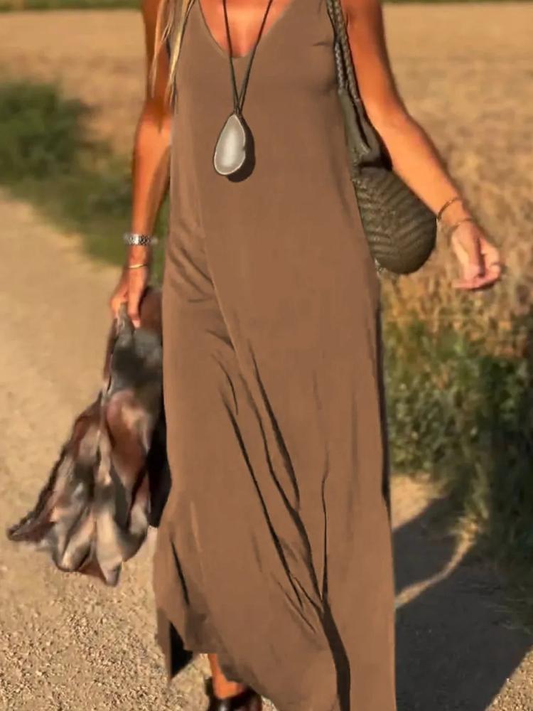 Letní dámské trendy šaty na ramínka s výstřihem do V
