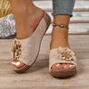 Large Platform Cutout Slipper Women's Floral Wedge Beach Sandal