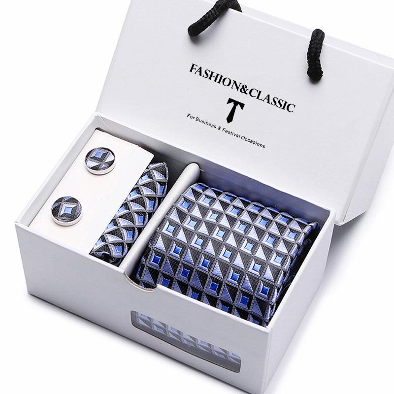 Men's Tie Gift Set: Striped & Polka Dot Tie, Pocket Square, Cufflinks