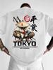 Men Japanese Ninja Cotton T-Shirt Anime Style Graphic Loose Fit Streetwear Tee