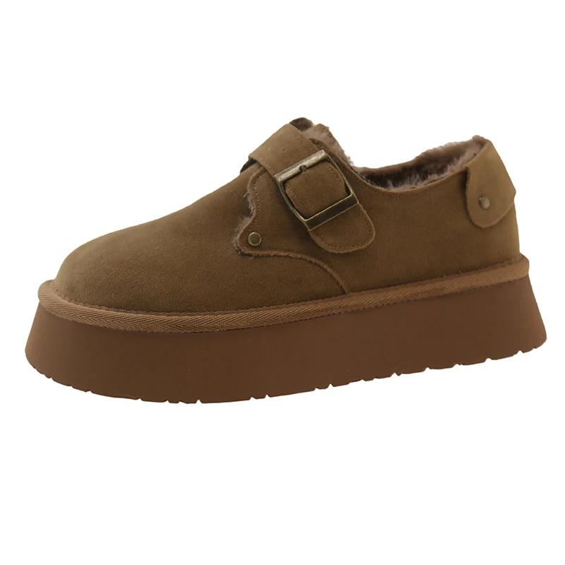 Fashion Women's Shoes Platform Female Footwear Casual Sneaker Round Toe Loafers With Fur Shallow Mouth Slip-on All-Match Clogs Dress New