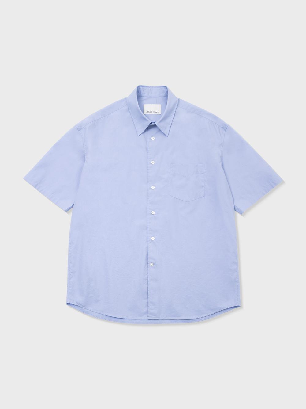 Atelier Deldio Cotton Typewriter Short Sleeve Shirt (Sax Blue) Xl