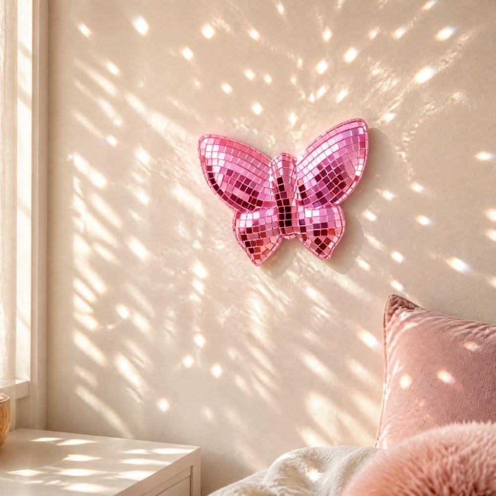 Reflective Surface Disco Mirror Ball 3D Butterfly Hemispherical Wall Decoration Party Supplies