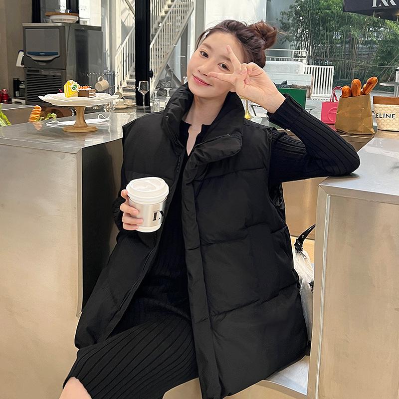 

Vest women s autumn and winter new niche down cotton clothes vest cotton coat S чёрный