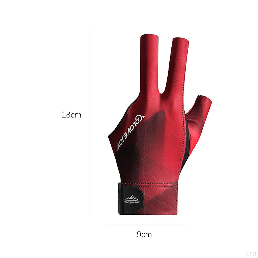 3 Fingers Gloves Pool Left Hand Snooker Indoor Game Anti Slip Elastic Breathable Professional