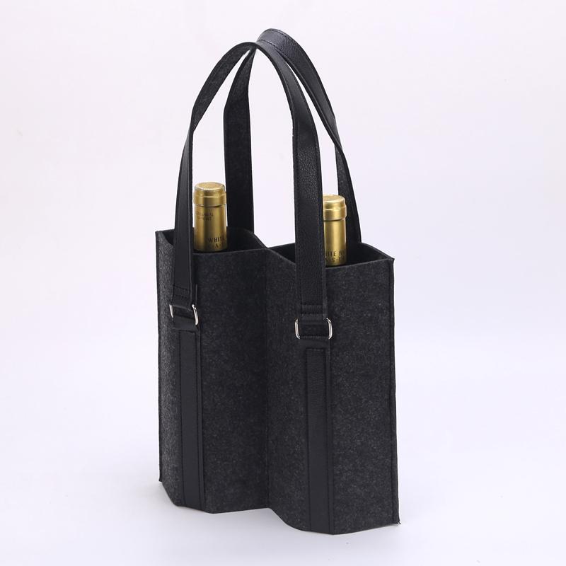 Champagne Öl Dryck Dubbelflaska Rödvin Presentpåse Filt Handtag Fickor Med Avdelare Handtag Förpackning Fallskyddspåse