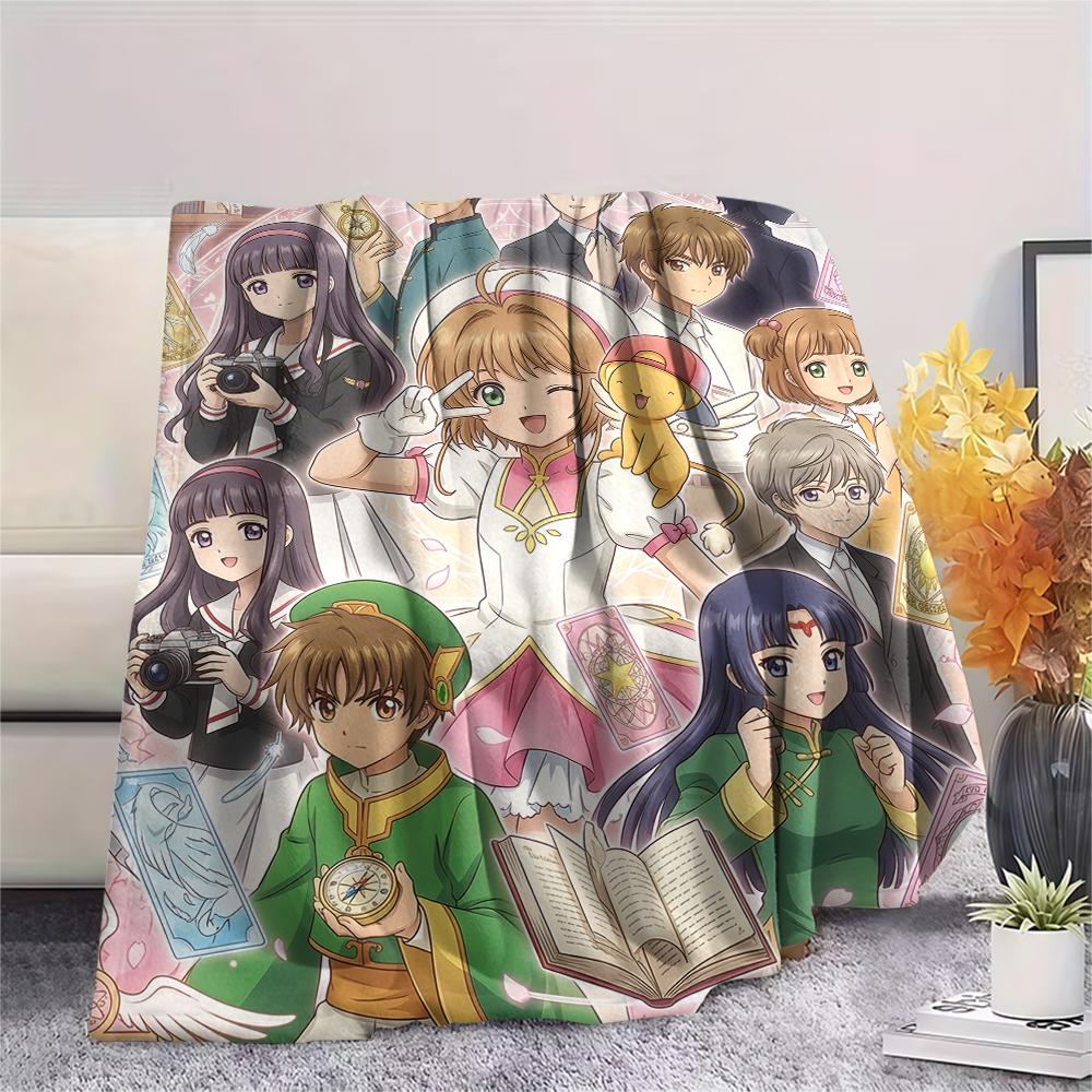 Cardcaptor Sakura Group & Magical Pattern Flannel Blanket, Comfortable for All Seasons, Home Decor, Warmth and Comfort, Perfect for Gifts.