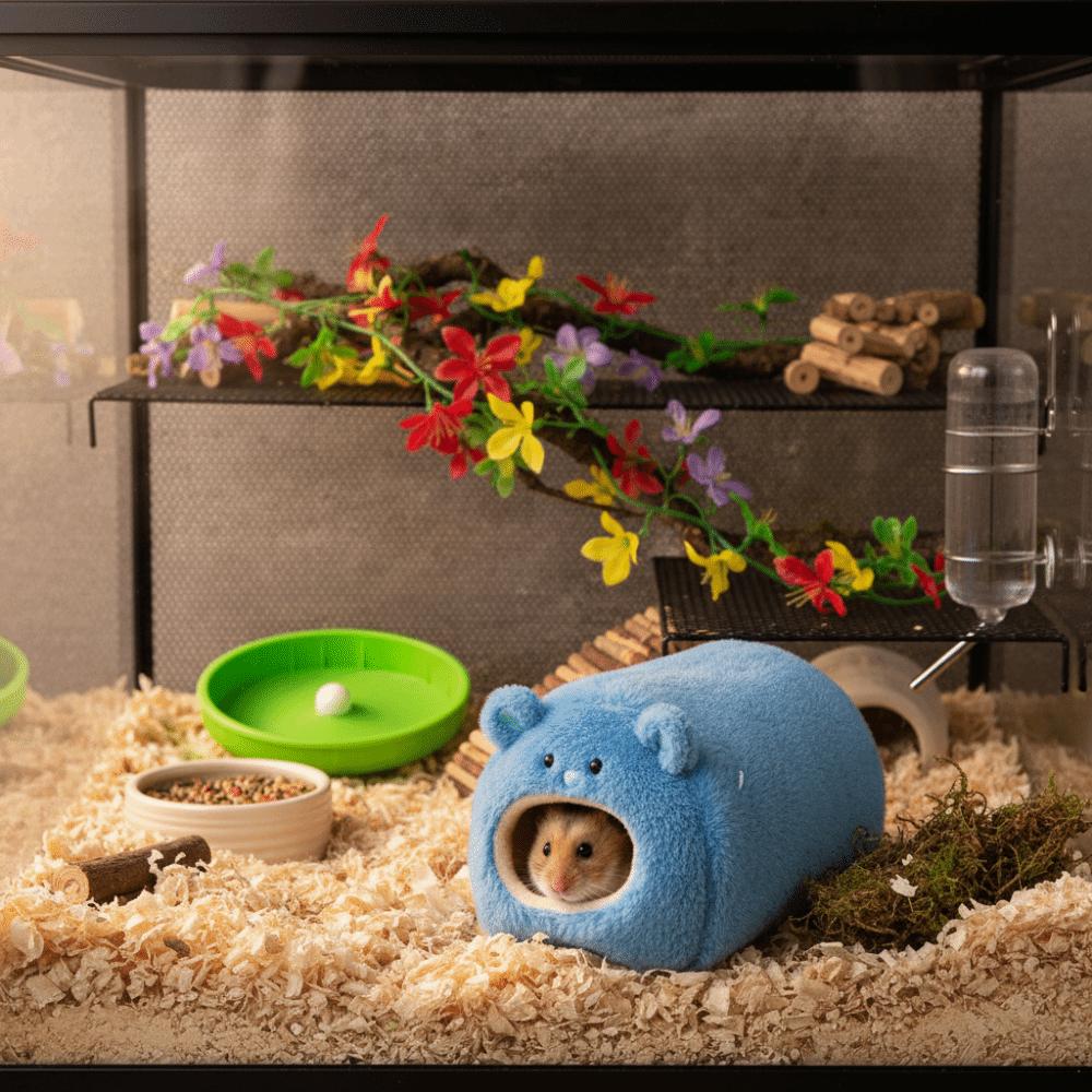 Washable Bear Shape Hamster Warm Bed Cozy Fleece Pet Sleep Nest Cute with Mat Hamster Cage Bed Pet Resting