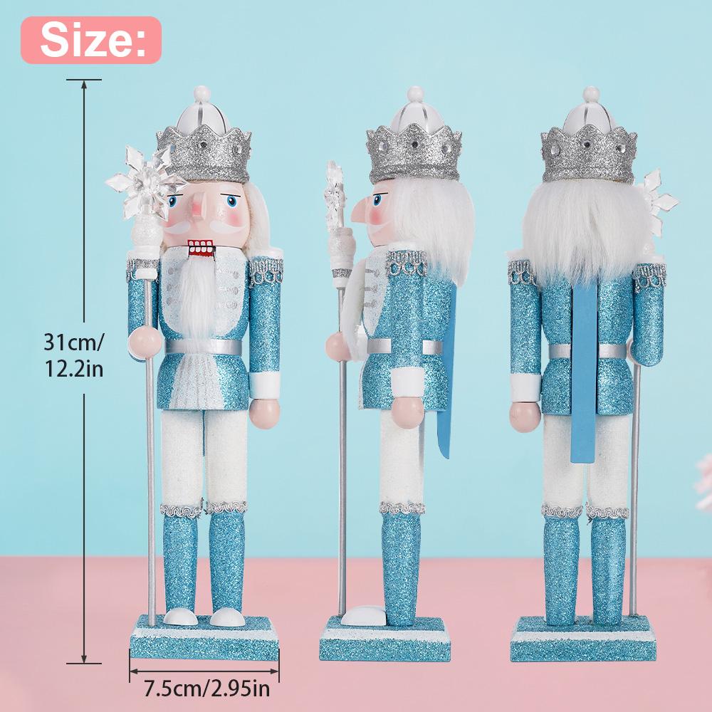 30cm Wooden Nutcracker Ornament Soldier Figurement Handcraft Doll Toy Home Office Table Xmas Decoration Statues Christmas Gift