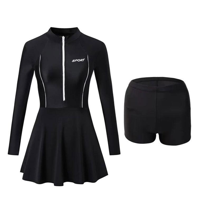 Extreme Swimsuit Women's 1011 New Long Sleeve Conservative Split Sunscreen Swimsuit Women's Skinny Hot Spring Swimsuit