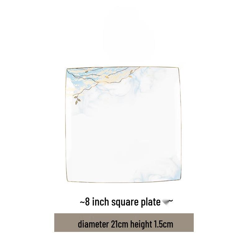 Wuhe Jingdezhen Glazed Ceramic Square Plate