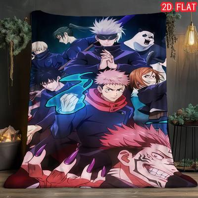Gojo Satoru Printed Fleece Blanket Cozy Warm Blanket for Bed Couch Teens Room Perfect Gift for Jujutsu Kaisen Lovers