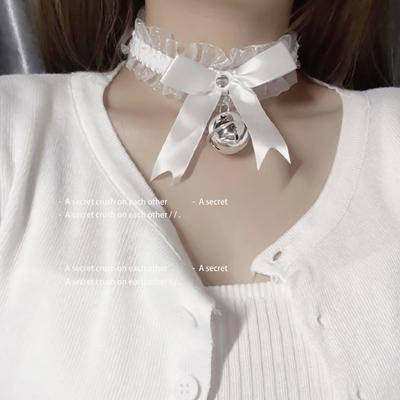 Adjustable Lace Choker with Bell Sweet Cute Gothic Choker Necklaces Collar for Women Girls Cosplay Party Jewelry