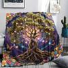 1PC Tree of Life Print Flannel Blanket, High quality All Seasons, Home Decor, Warmth and Comfort, Perfect for Christmas Gifts