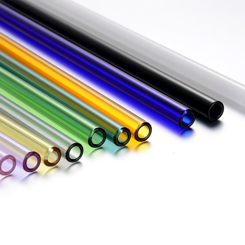 8mm 10mm Bar Tumbler Drinking Straight/ Curve Clear Assorted Colors Reusable Multiuse Home Lving Eco Thick Glass Straw Party  Beads