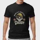 Worlds Okayest Daddy Skull T Shirt Funny Dad Gift Father Day Vintage Graphic Tee L
