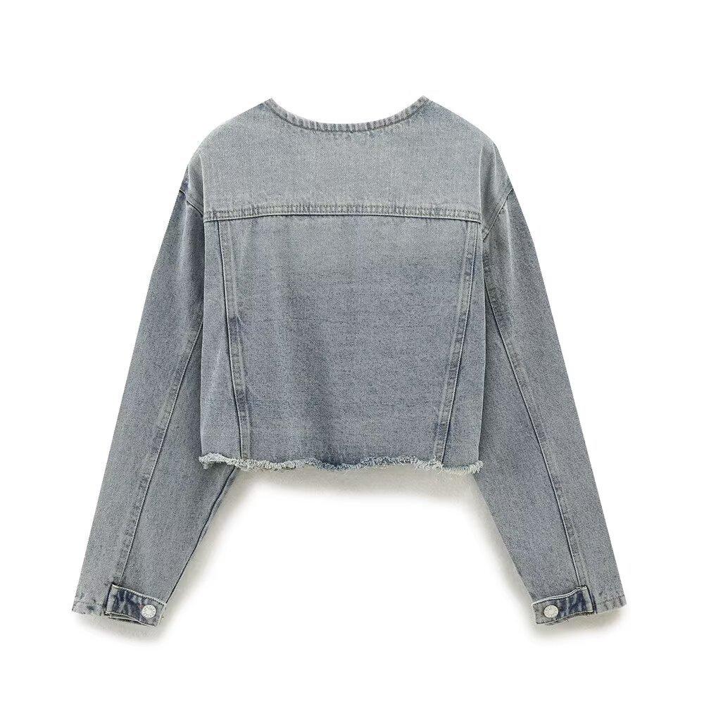 European and American style, new women's clothing, classic, versatile foreign denim jacket 4365052