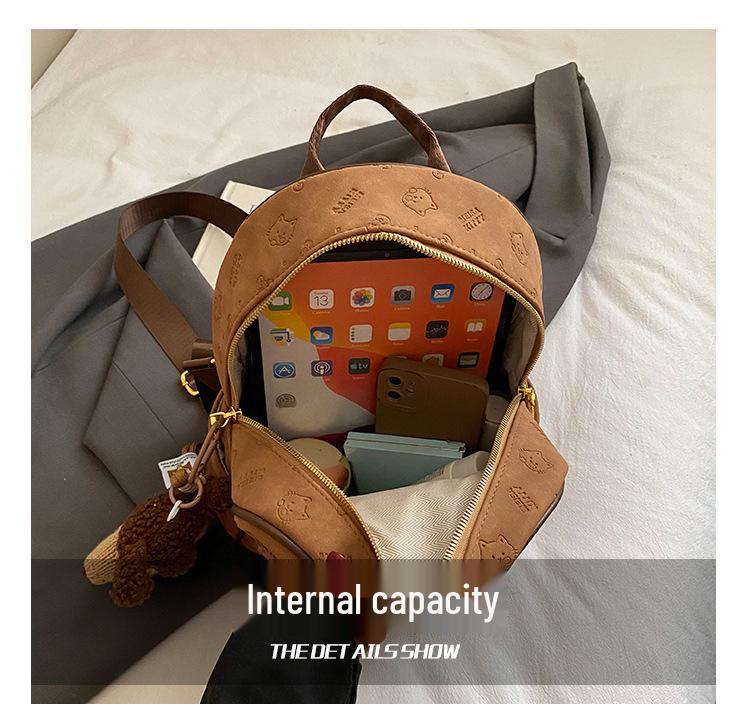 Korean Retro Cute Print Women's Handbag: New 2025 Autumn/Winter Large Capacity Student Commute Backpack