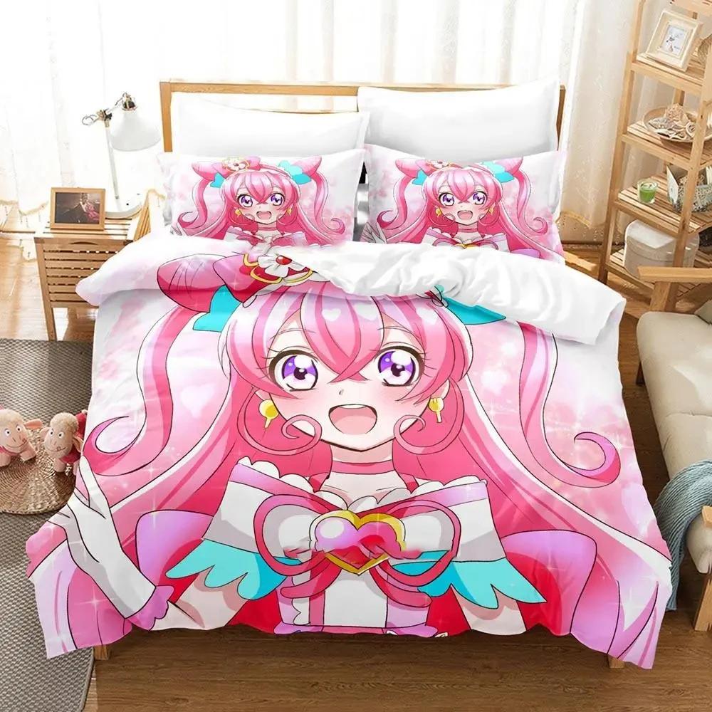 Anime Pretty Cure Bedding Set Duvet Cover Bed Set Quilt Cover Pillowcase Comforter King Queen Size Boys Adult Bedding Set