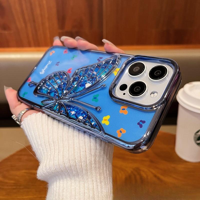 Electroplated Butterfly Card Paper Apple 15Promax Phone Case, Suitable for IPhone14 Protective Case Soft Shell TPU