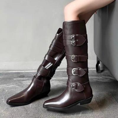 Chelsea Damen Lange Stiefel Mode Goth Spitzschuh Kniehoch Marke Gladiator Damen Schuhe Trend Gemütlich Herbst Neue Mode Botas