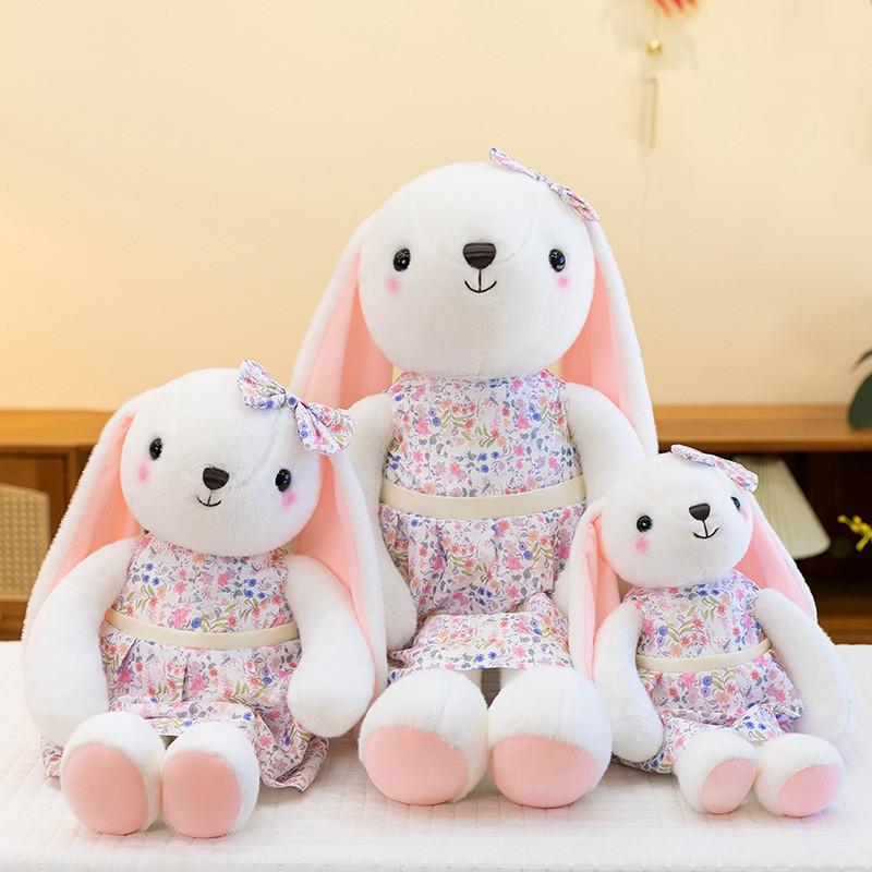 Rabbit Rural Plush Toy With Cute Floral Dress For Kids Fun And Gift Cotton Pp