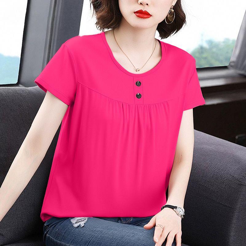 

Женская модная повседневная футболка с коротким рукавом большого размера, женская тонкая летняя футболка нового дизайна с застежкой на пуговицы 5XL