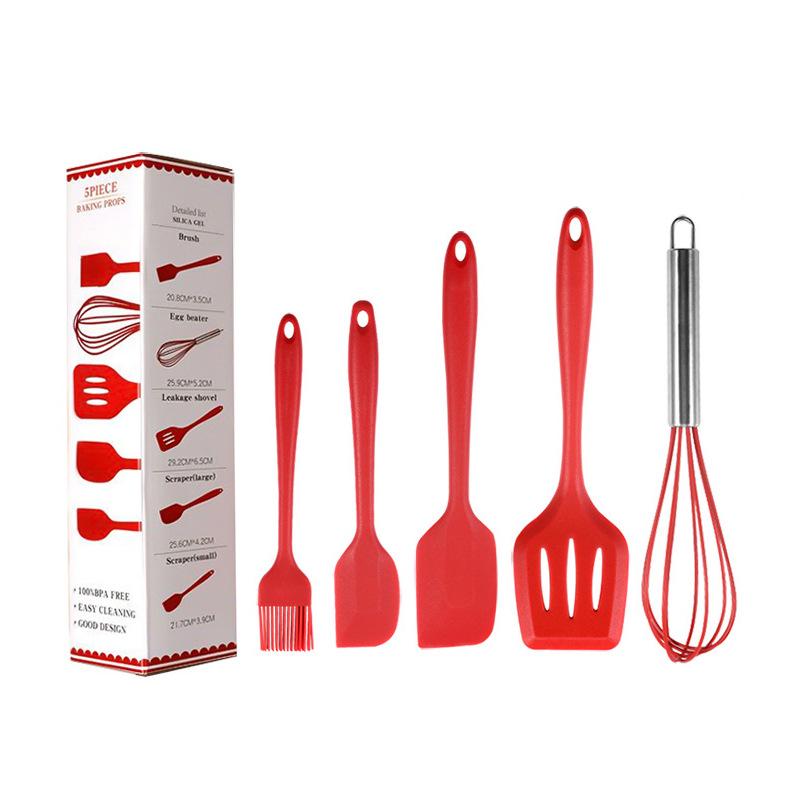 Silicone Spatula Spatula Brush Egg Beater Silicone Kitchenware 5-piece Kitchen Utensil Set Kitchen Cooking Utensils