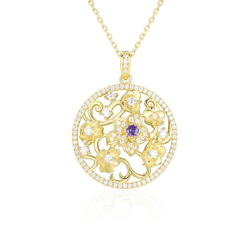 

S925 sterling silver medieval court style flower necklace light luxury niche high-end pendant female 925 silver