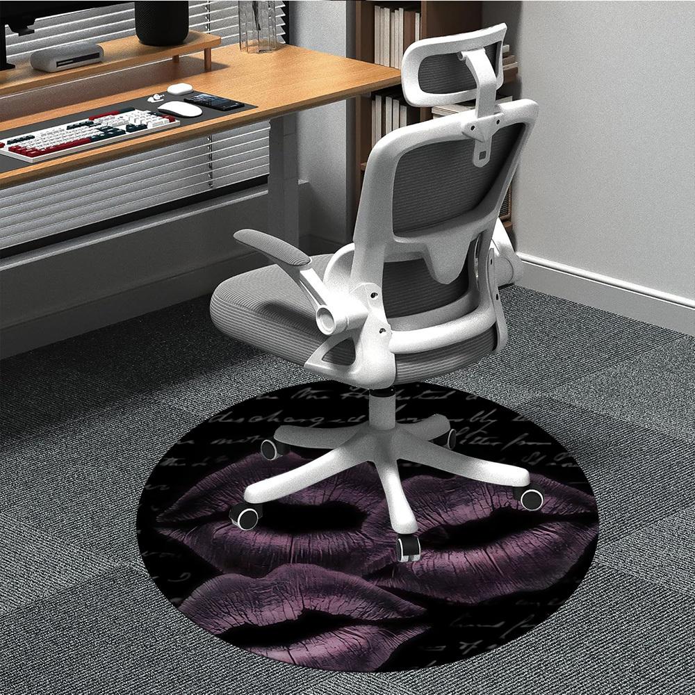 1pc Lips Kiss Office Round Area Rug,  Mat Suitable ForOffice, Under Office Chairs Bedroom Living Room Home Decor, Room Deco