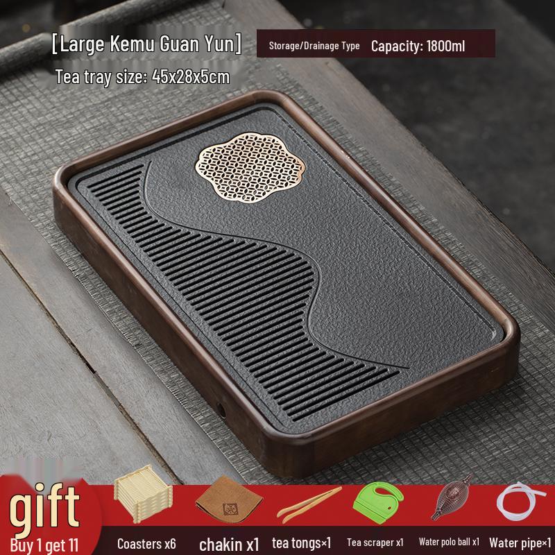 Modern Imitation Wujin Porcelain Tea Tray with Drainage for Dry Brew - Light Luxury Style Tea Table Set