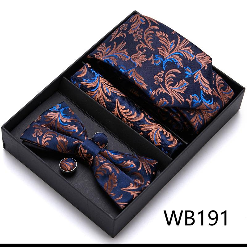 Conjunto de Corbata y Pajarita para Hombre Caja de Regalo Conjunto de 6 Piezas Corbata de Grupo Vestido de Negocios Corbata de Boda