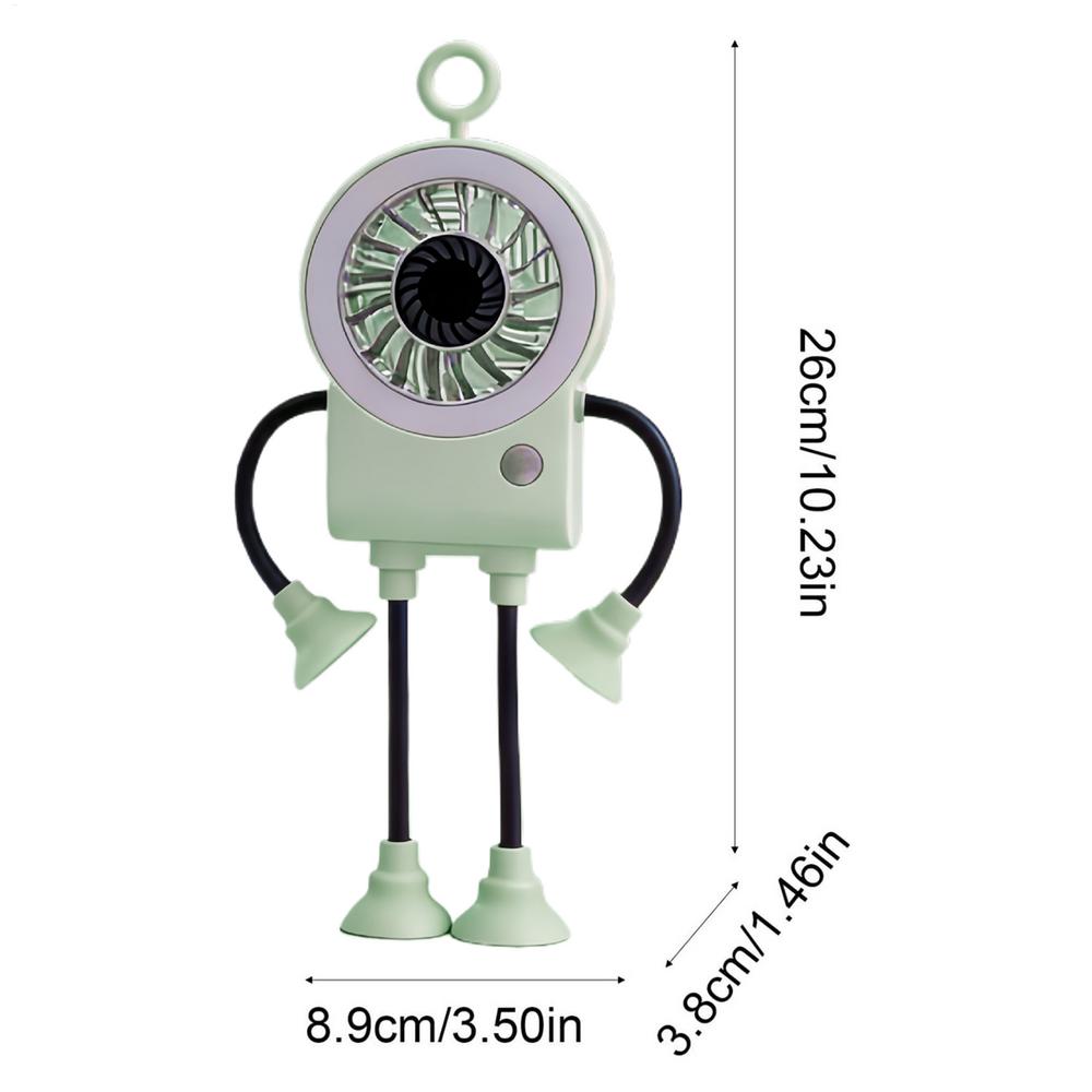 Desktop Fan Robot Shape Portable Rechargeable Personal Cooler With LED Light Portable Fan With Suction Cups For Home Kitchen