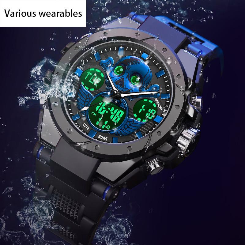 New Harajuku Style Skull Waterproof Men's Electronic Multi-Function Electronic Watch Outdoor Sports Men's Watch