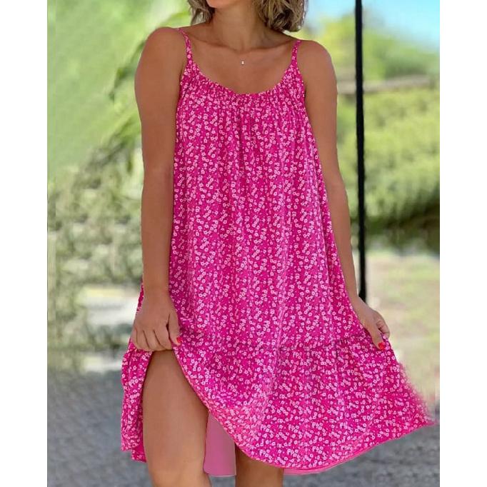 2026 Summer New Floral Print Sleeveless Strap Dress S