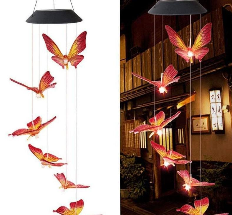 Solar-LED Kolibri Windspiel: Siebenfarbiger Gradient Dekoratives Außenlicht