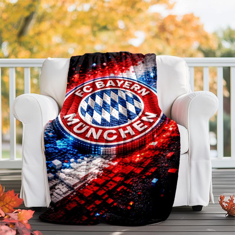 1pc B-Bayern Munich (5) Theme Blanket - Digital Print, Polyester, Cozy for All Seasons, Perfect for Outdoor, and Travel