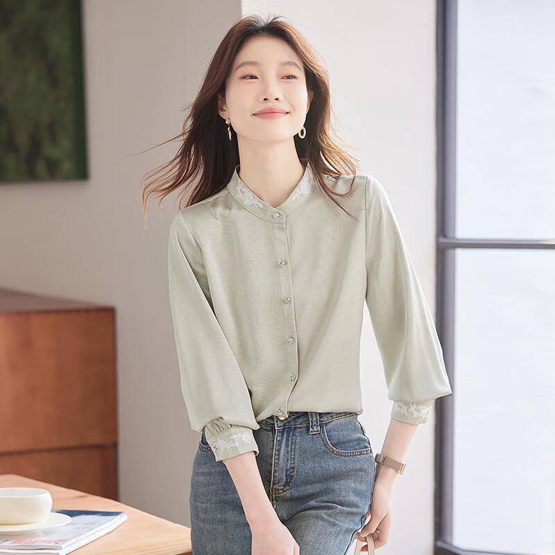 Taluoman New Chinese Style Embroidered Satin Blouse XL