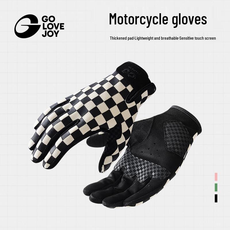 GOLOVEJOY Retro Checkerboard Motorcycle Riding Gloves