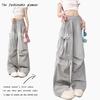 Design Butterfly Bow Gray Workwear Casual Pants Women Summer New Style High Waist Loose Wide Leg Pants Women
