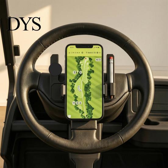 Golf Cart Accessory 1/2Pcs Steering Wheel Phone Holder, with Pencil Slot, Ball All-in-one Holder Marker Storage, Universal Flip-Up Cell Mount,