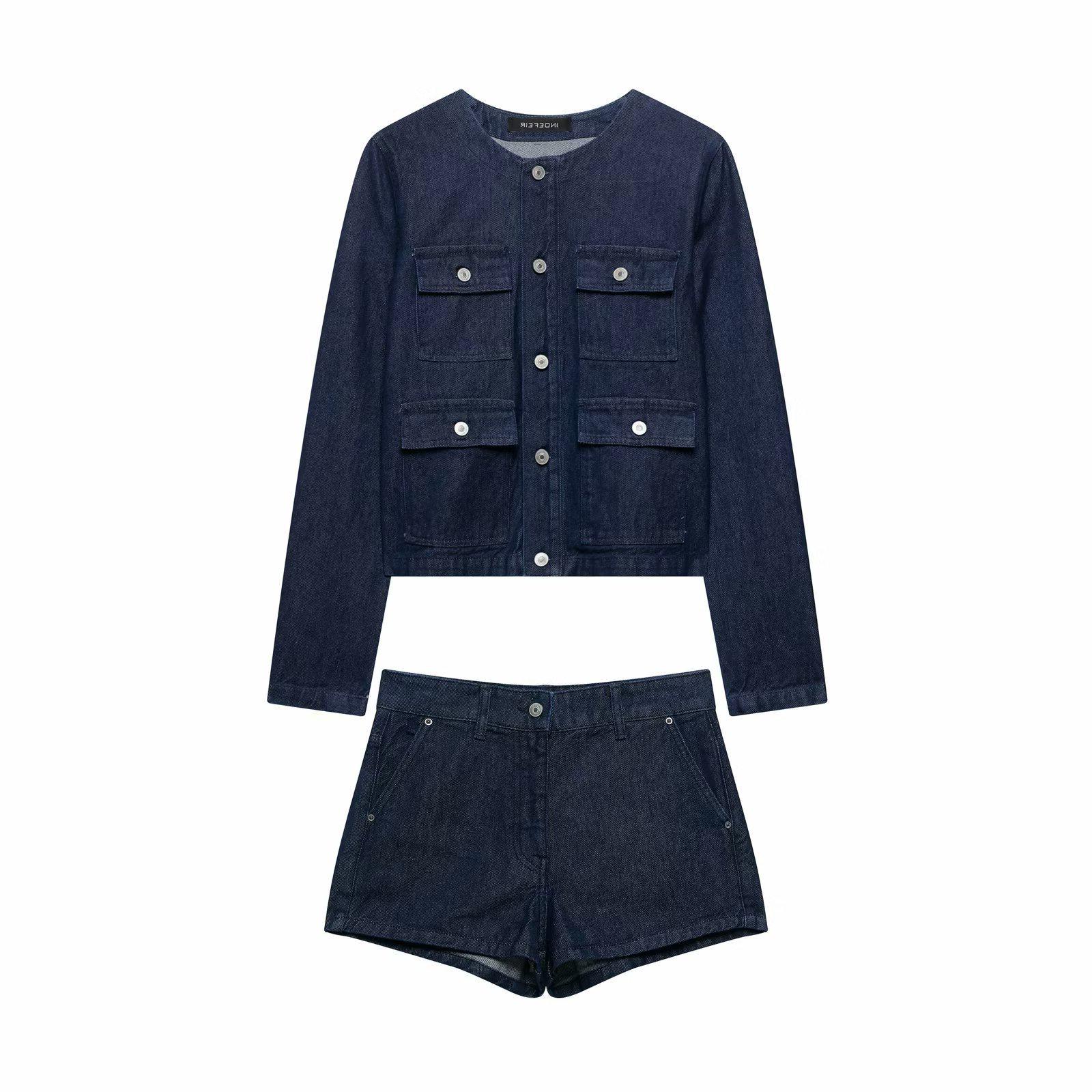 

TAOP&ZA Spring/Summer Women s Casual Denim Jacket & Shorts Set XS