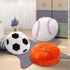 Kids' Ball Plush Pillow - Compressible Soft Long-Haired Soccer, Basketball, Baseball & Stuffed Animal Bed Cushion with Team Logos-Like Patterns